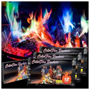 12 Pack Colorful Flames Fire Packets for Fire Pit and Campfire Gatherings