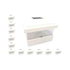 12 Pack White LED Solar Powered Fence Lights for 5 x 5 Post Decks