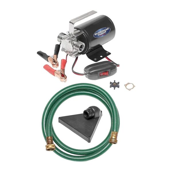 12 Volt Battery Powered Water Transfer Pump with 6-Foot Hose