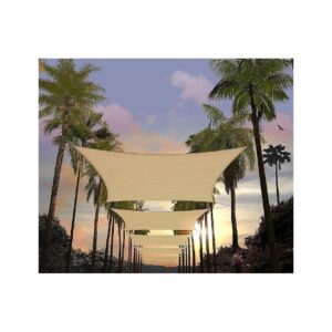 12 x 18 Beige Rectangle Rectangle Sun Shade Sail Canopy Awning with Durable HDPE Material