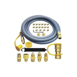 12FT 3/8" ID Natural Gas Hose Kit for Conversion of Propane Appliances to Natural Gas