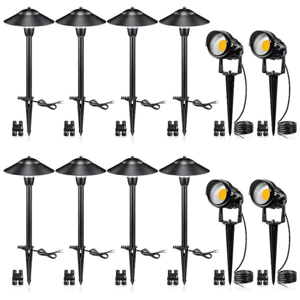 12-Pack LED Pathway Lights with Spotlights for Low Voltage Landscape Lighting