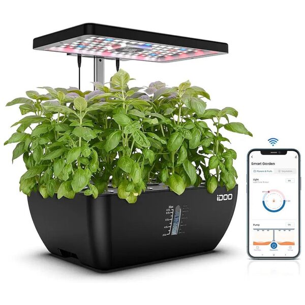 12-Pod Hydroponic Growing System for Vegetables, Herbs, and Flowers with LED Grow Light