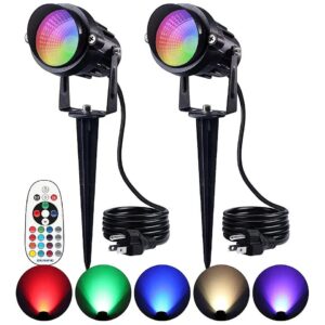 12W RGBW LED Landscape Light for Outdoor Use with Remote Control and 9 Foot Cord