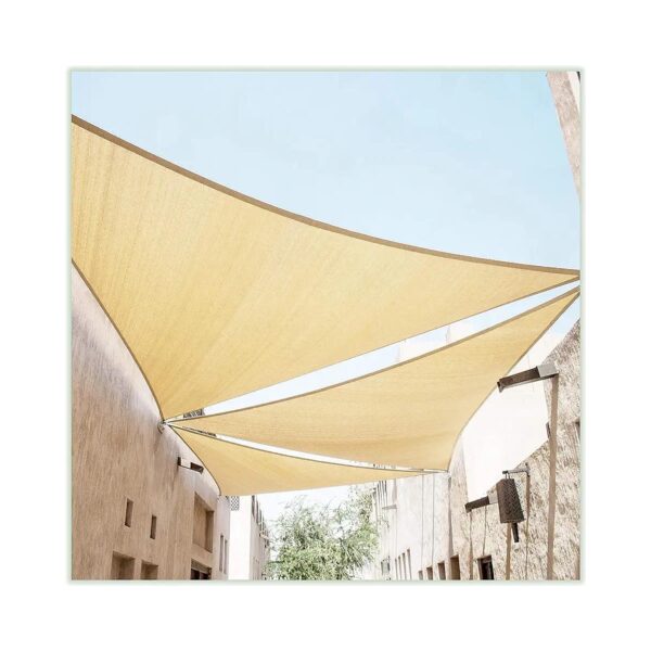 12x12x12 Beige Triangle Sun Shade Sail Canopy UV Blockage UPF50 Heavy Duty 190 GSM