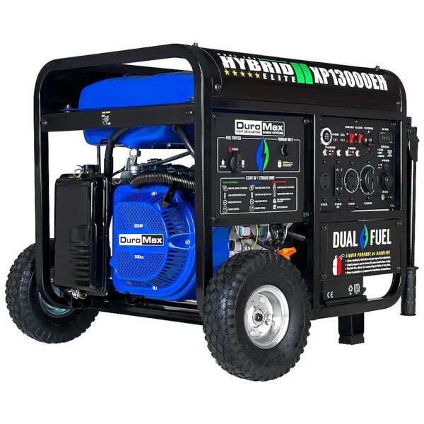 13000 Watt Home Power Backup Generator with Dual Fuel Capability and Electric Start