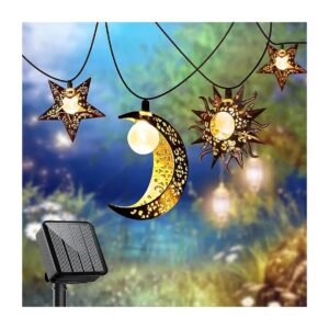 13Ft LED Solar Powered Fairy Lights for Garden Patio Yard Trees Warm White Star Moon Sun