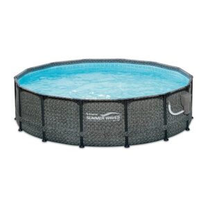 14 Foot Round Outdoor Swimming Pool with Galvanized Frame and Skimmer Filter Pump