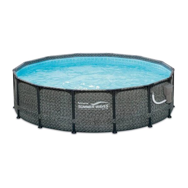 14 Foot Round Outdoor Swimming Pool with Galvanized Frame and Skimmer Filter Pump