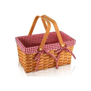 1/4 Wooden Picnic Basket with Storage for Wedding, Gift Giving, and Candy