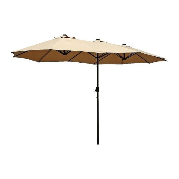 15 Foot Diameter Patio Umbrella with Double-Sided Canopy for Maximum Shade