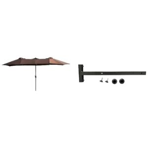 15 Foot Patio Umbrella with Double-Sided Shade and Hitch Mount for Outdoor Use