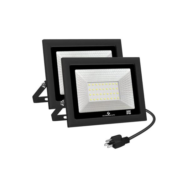 15000LM LED Flood Light Outdoor with 6000K Daylight White, IP66 Waterproof, 2 Pack