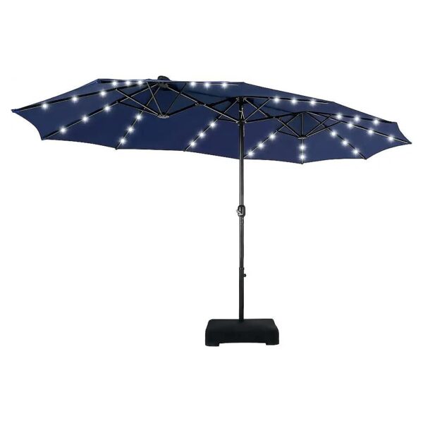 15ft Large Patio Umbrella with Vented Top and LED Lights for Outdoor Pool and Deck Shade