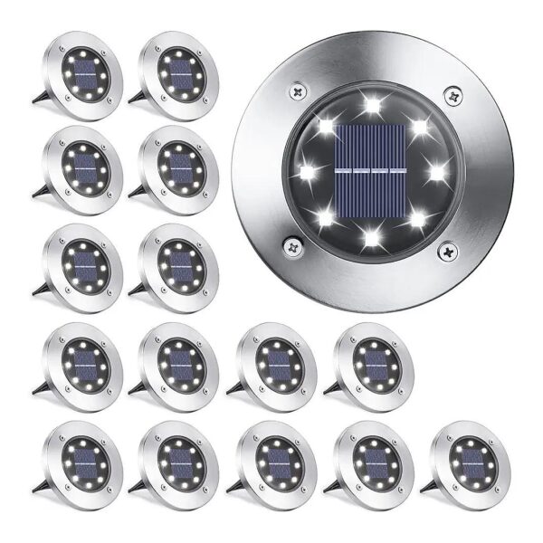 16 Pack Solar Powered Ground Lights for Patio Lawn Garden Walkway White