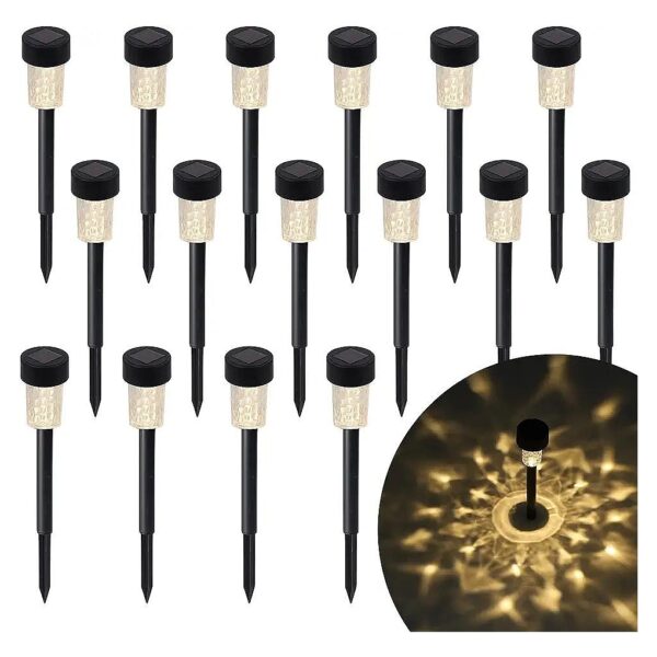 16 Pack Solar Powered LED Lighting for Front Yard Patio Lawn