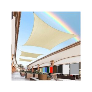 16' x 20' Beige HDPE Shade Sail Fabric Screen Awning for Outdoor Patio Protection