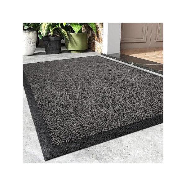 17x30 Black and Grey Outdoor Door Mat with Rubber Backing for Wet or Dry Feet