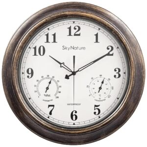 18 Inch Large Waterproof Outdoor Indoor Wall Clock with Temperature and Humidity