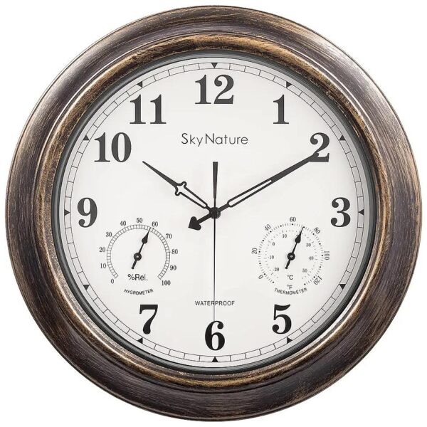 18 Inch Large Waterproof Outdoor Indoor Wall Clock with Temperature and Humidity