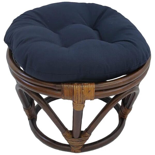 18 Inch Navy Round Footstool Cushion with Solid Polyester Twill Fabric