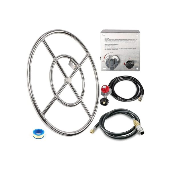 18 Inch Round Propane Fire Pit Kit with Premium Materials and Upgraded Ignition System