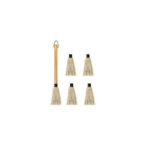 18 Inch Wooden BBQ Mop with Replacement Heads for Smoking Delights