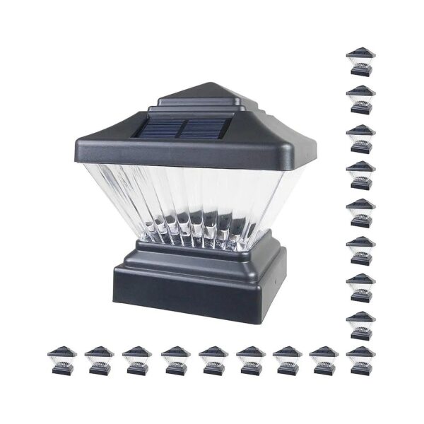 18 Pack Black Outdoor Garden 4x4 Solar LED Post Light for Deck and Lawn