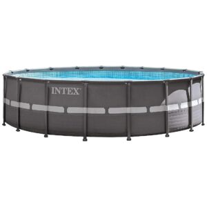 18ft Round Intex Ultra Frame Pool Set with Sand Filter Pump for Clear Sparkling Water