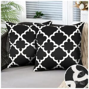 18x18 Inch Modern Black and White Outdoor Throw Pillow Covers for Furniture Set of 2