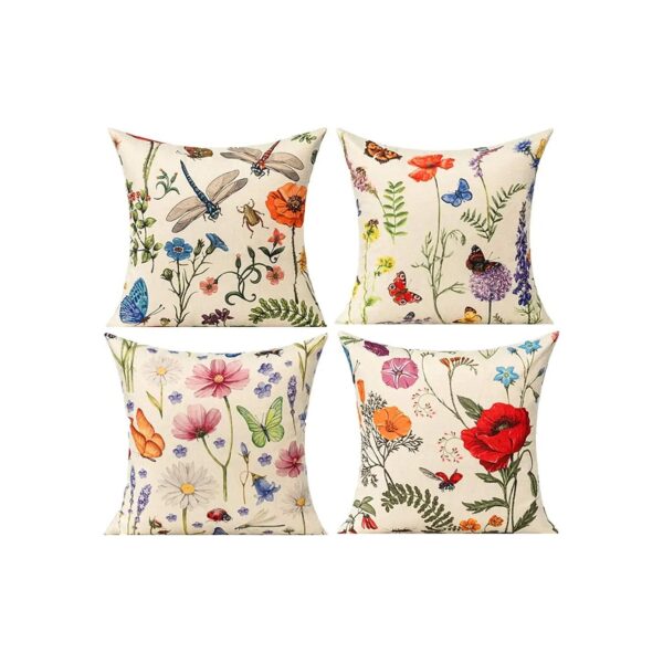 18x18 Outdoor Patio Throw Pillow Covers with Butterflies Dragonflies Bees and