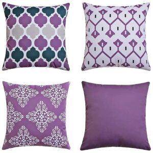 18x18 inch Purple Floral Polyester Pillow Covers with Both Sides Same Color