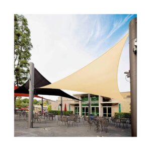 18x18x18 Triangle Beige Shade Sail Canopy for Patio, Air Permeable, Heavy Duty