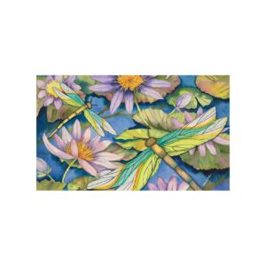 18x30 Inch Spring Waterlilies Dragonflies Outdoor Door Mat for Entryway