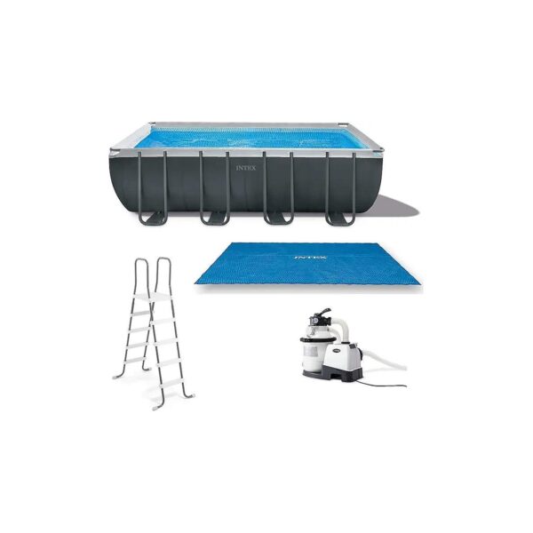 18x9x52 Inch Steel Frame Pool with Sand Filter Pump and Ground Cloth