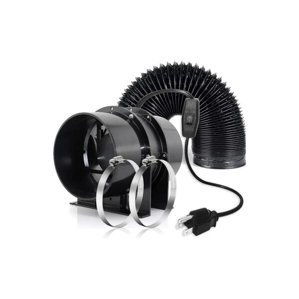 197CFM 6-Inch Axial Duct Ventilation Blower Fan with On-Off Switch and Clamps