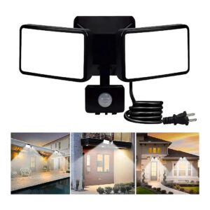 2 Head Motion Sensor Flood Light for Garage, Yard, and Patio with 150 Degree Beam Angle