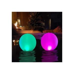 2 PCS Floating Pool Lights Inflatable Waterproof Globe LED Night Light for Pool