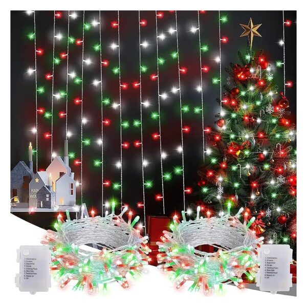 2 Pack 100 LED 33Ft Clear Wire with Timer 8 Modes Outdoor Indoor Garland Novelty Lights