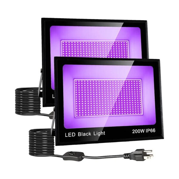 2 Pack 200W LED Black Light, High-Lumen Output for Fluorescent Reactive Materials