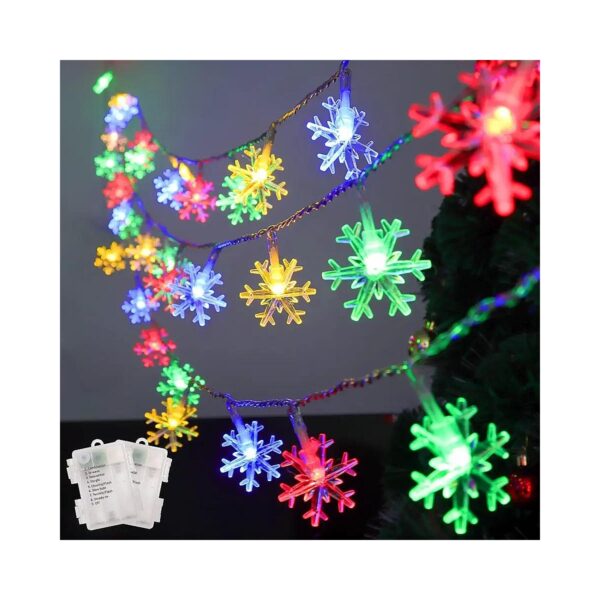 2 Pack 50LED Snowflake String Lights for Christmas Party Decorations