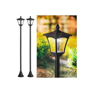 2 Pack 70" Weather Resistant Solar Post Lights with IP65 Waterproof