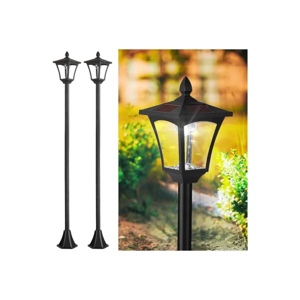 2 Pack 70" Weather Resistant Solar Post Lights with IP65 Waterproof