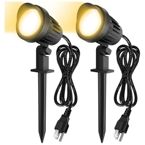 2 Pack 9W LED Landscape Lights with US Plug and Go for Outdoor Garden Decoration