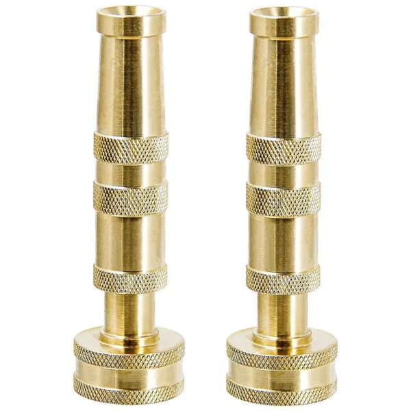 2 Pack Adjustable Brass Hose Nozzle with Maximum Pressure and Water Flow