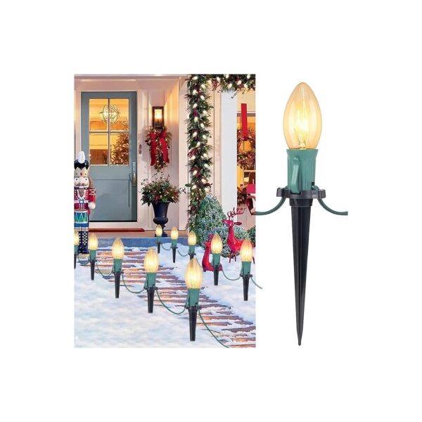 2 Pack C9 Christmas Pathway Lights with Clear Bulbs for Outdoor 4FT