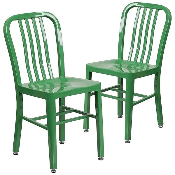 2 Pack Galvanized Steel Frame Indoor Outdoor Metal Chair