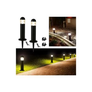 2 Pack LED Bollard Lights for Outdoor Driveway and Walkway Illumination with Stakes