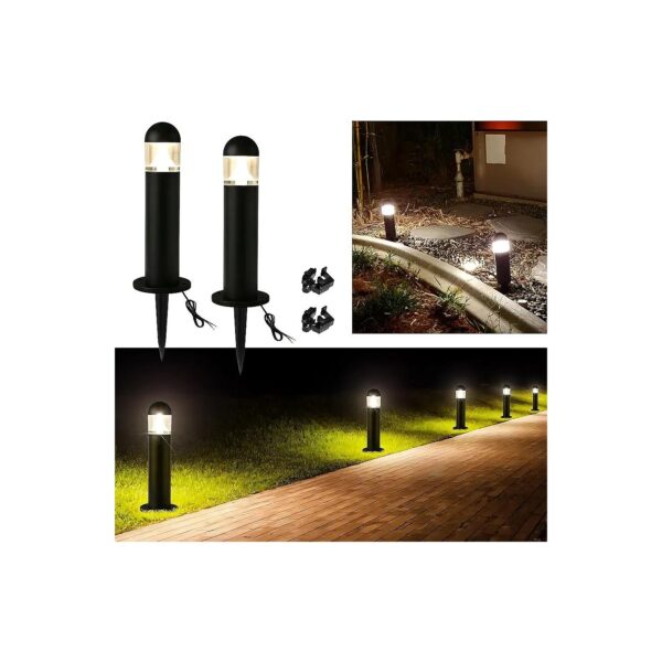 2 Pack LED Bollard Lights for Outdoor Driveway and Walkway Illumination with Stakes