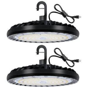 2 Pack LED High Bay Light Fixtures with 5000K Daylight White